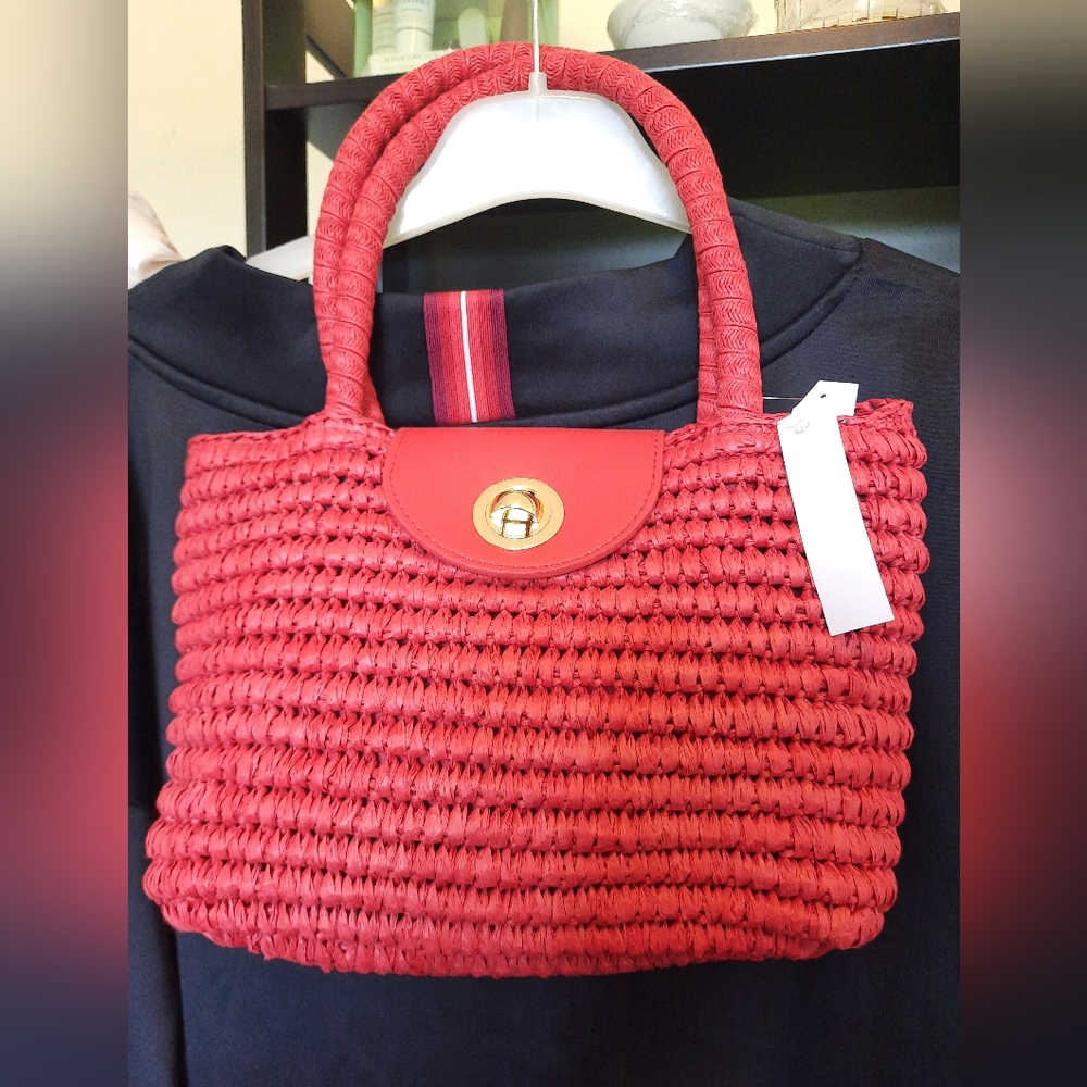 Topshop Red Woven Handbag. NWT
